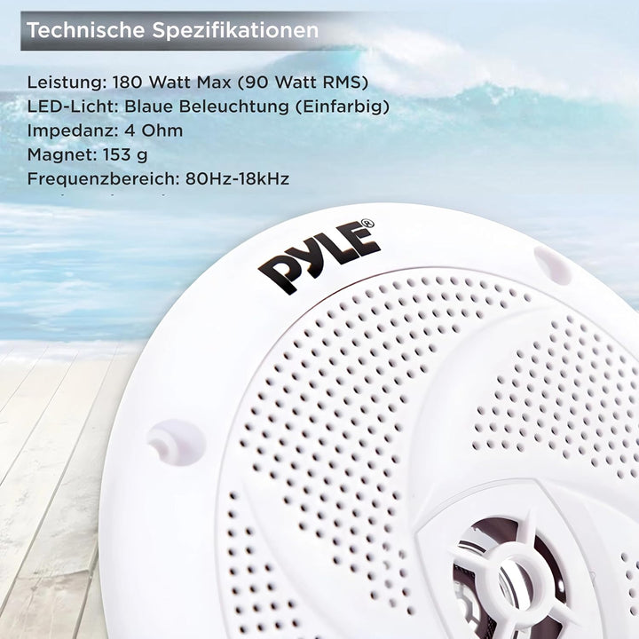 Pyle Marine Speakers - 5.25 Inch 2 Way Waterproof and Weather Resistant Outdoor Audio Stereo Sound S