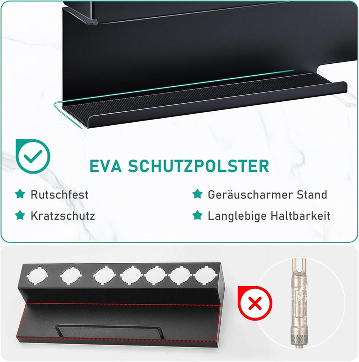 Föhnhalter Wand Ohne Bohren, Schwarz Lockenstab Styler Zubehör Wandhalterung, Metall Glätteisen Halt