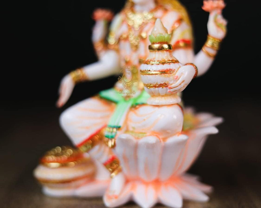 SHIVAJI ARTS Laxmi Statue, Marmor, Weiss, 18 cm