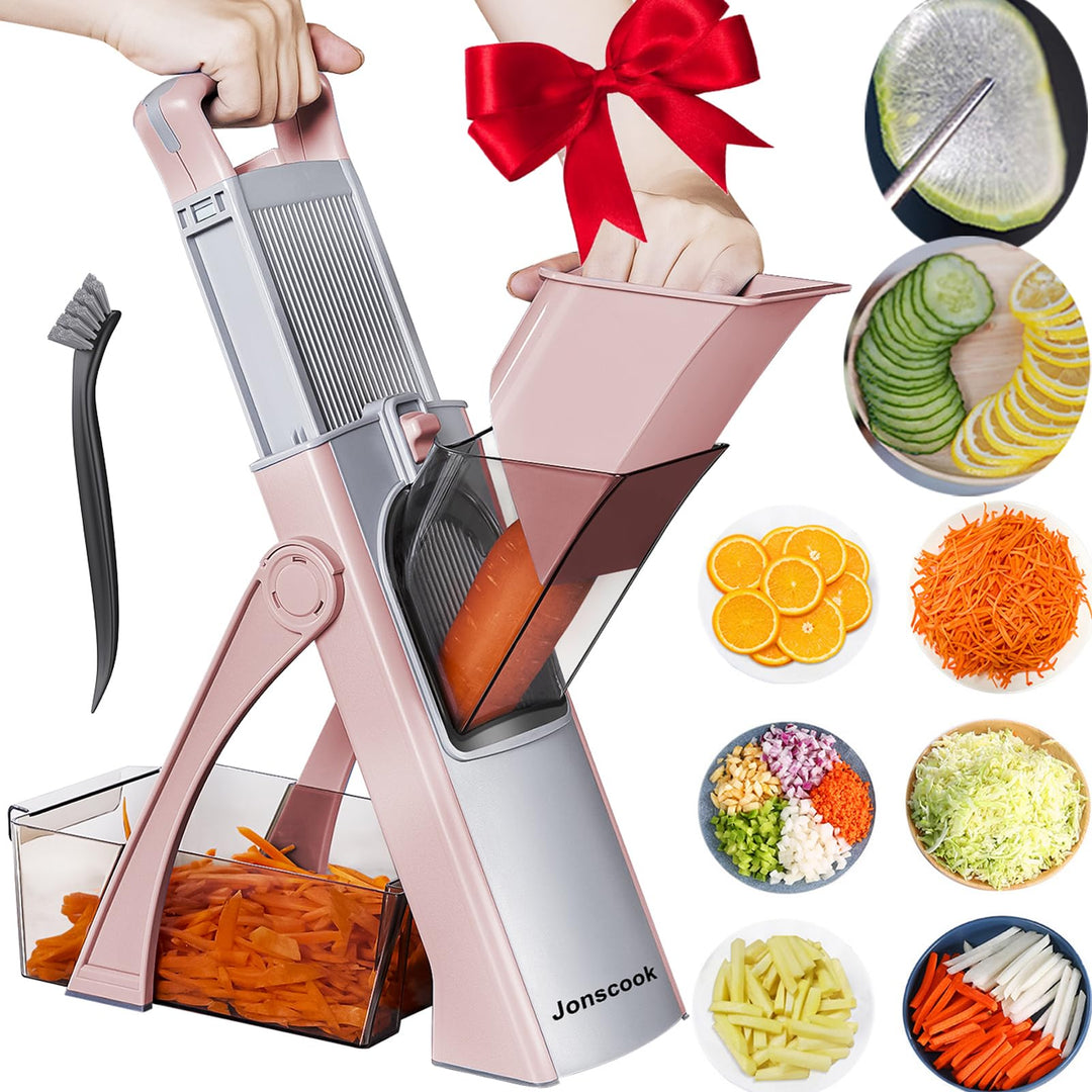 Jonscook Safe Mandoline Food Slicer For Kitchen - Vegetable Chopper With Adjustable Thickness, Multi