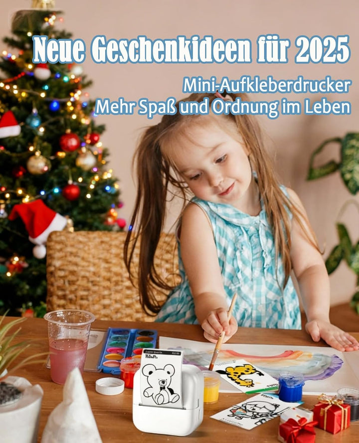 LabelCenter Sticker Drucker Mini Drucker für Smartphone Mini Sticker Drucker M02L,Sticker Drucker Mi