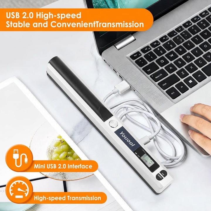 A4 Tragbarer Scanner 900 DPI Farbscannen A4 Handscanner | USB Bildscanner Dokumentenscanner im JPG/P