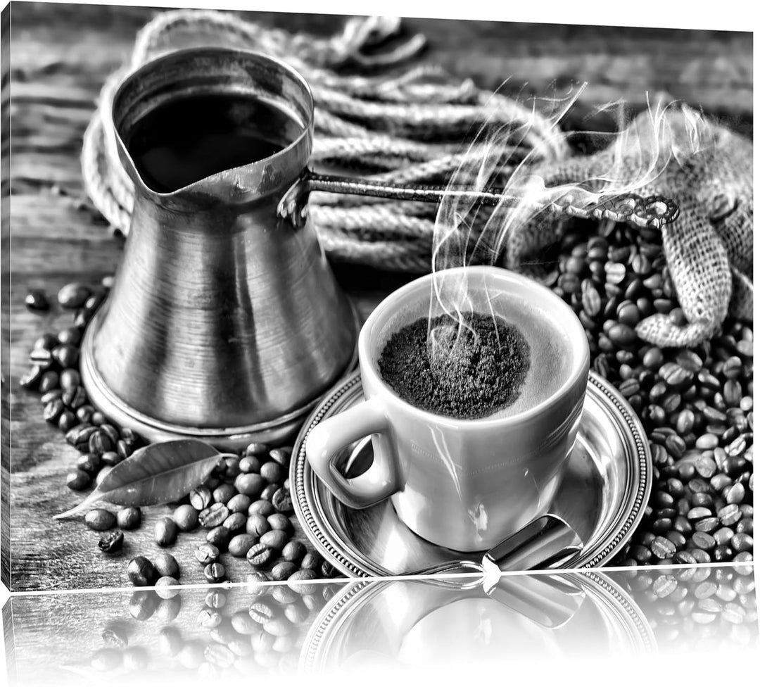 Pixxprint Kaffe Kaffeetasse Kaffee / 100x70cm Leinwandbild bespannt auf Holzrahmen/Wandbild Kunstdru