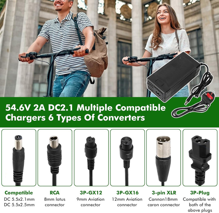 HPGAAVD Ladegeräte für Scooter，54,6V 2A E Scooter Ladegeräte，48V Elektroroller Universal Lithium Bat