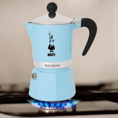 Bialetti 5043 Rainbow Caffettiera Colorata, Alluminio, Azzurro, 6 Tazze, Hellblau Hellblau 6 Tassen,