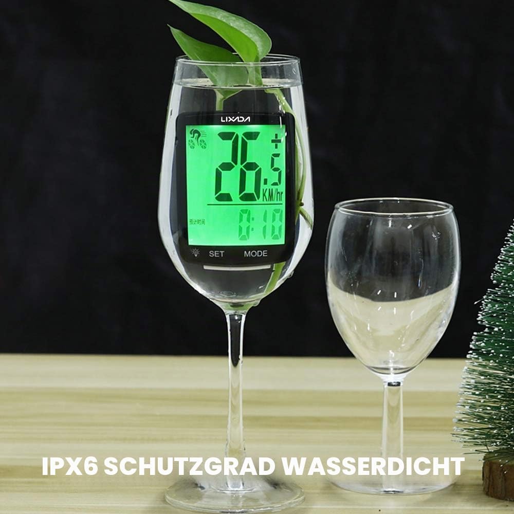 Lixada Fahrradcomputer Drahtloser multifunktionaler LCD-Bildschirm Fahrrad Regendichter Tachometer K