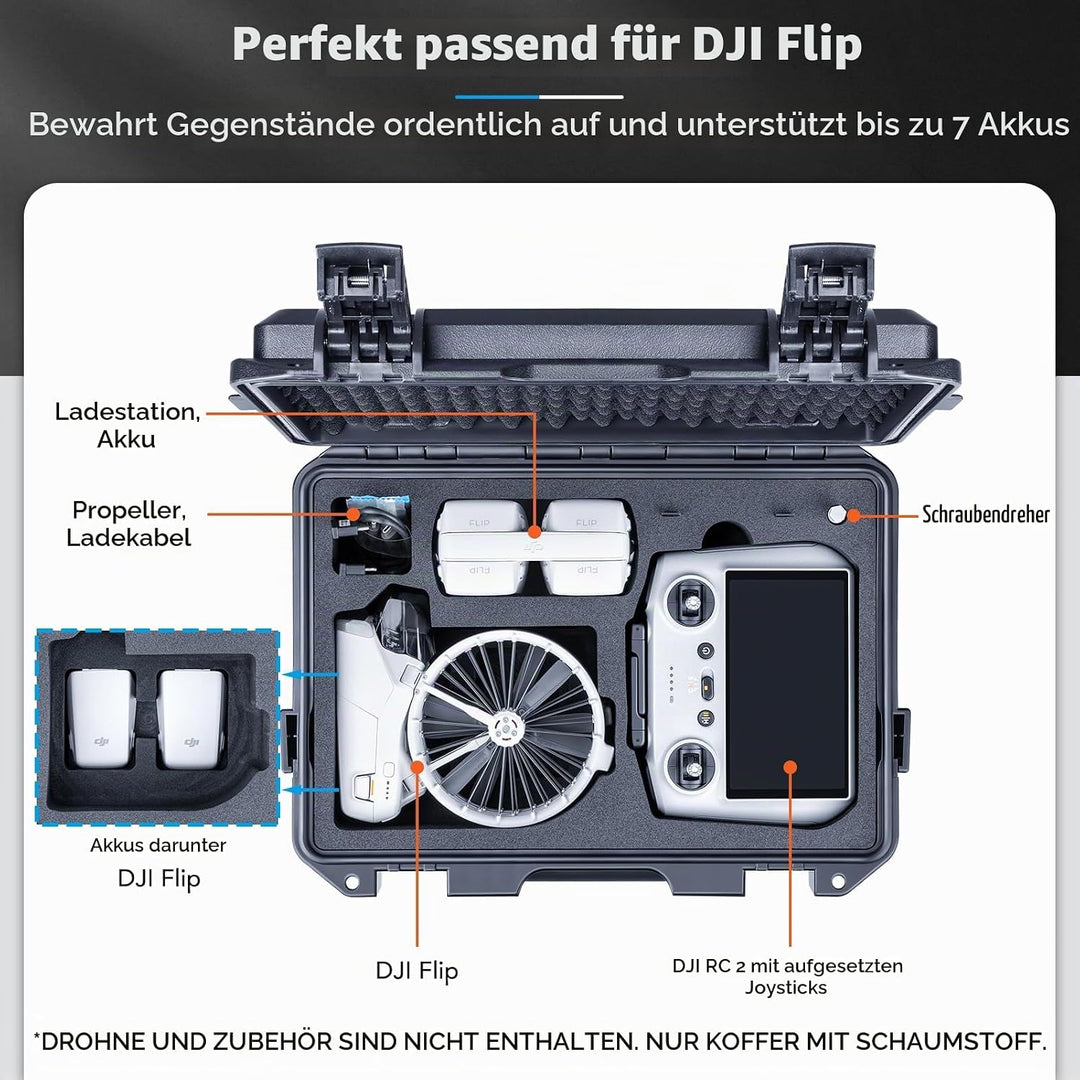 Lykus Titan FP110 Wasserdicht Tasche/Koffer/Case für DJI Flip Drohne und DJI RC 2/RC-N3, Unterstützu