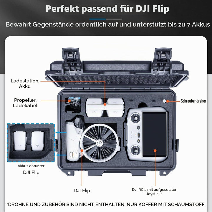 Lykus Titan FP110 Wasserdicht Tasche/Koffer/Case für DJI Flip Drohne und DJI RC 2/RC-N3, Unterstützu
