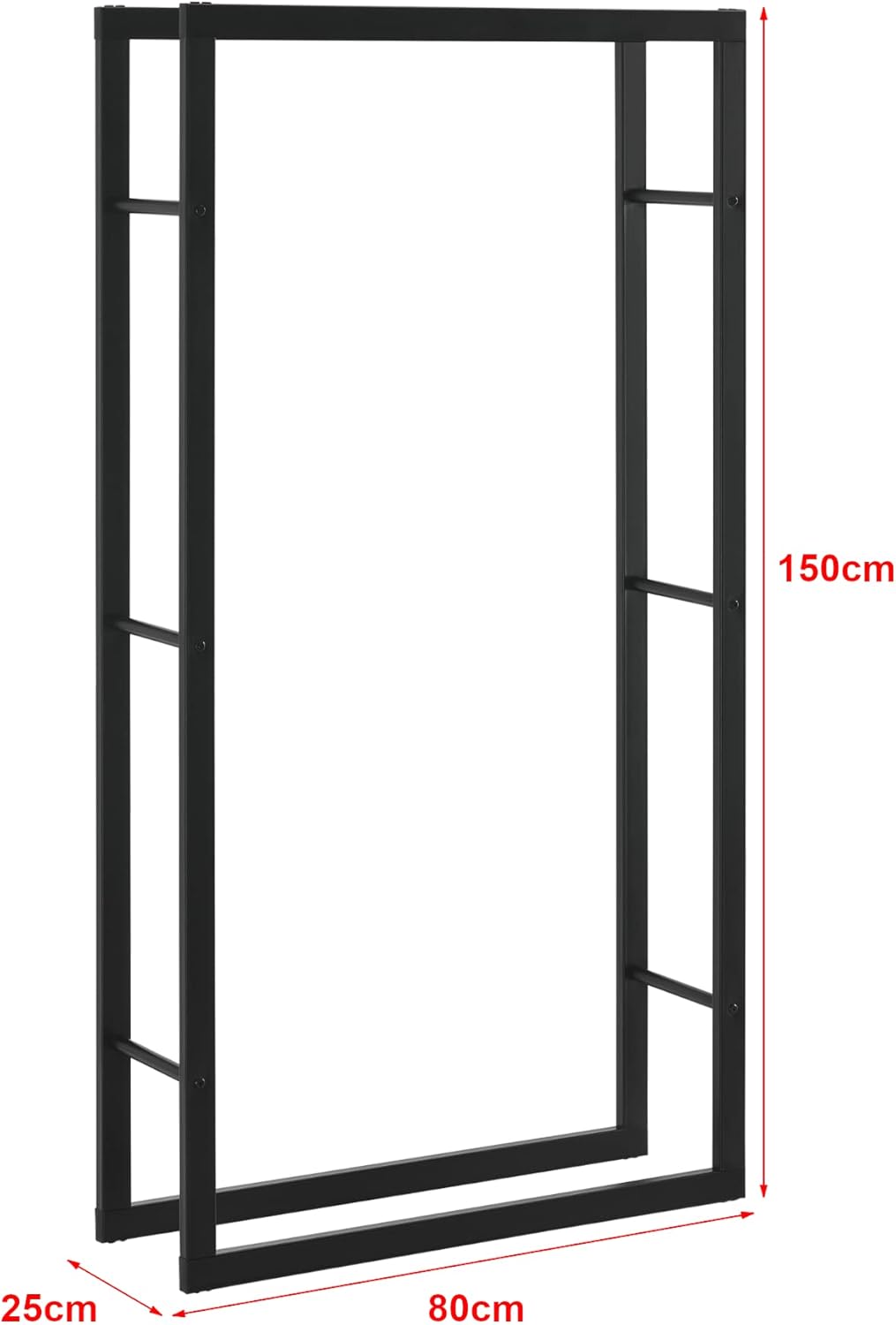[en.casa] Kaminholzregal Täby Brennholzregal innen aussen Metall 80 x 25 x 150 cm Holzunterstand Sta