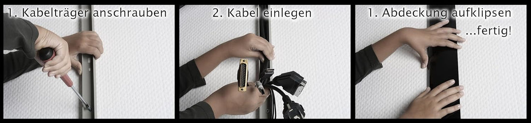 TV Design Aluminium Kabelkanal in schwarz Hochglanz lackiert in verschiedenen Längen von ALUNOVO (Lä