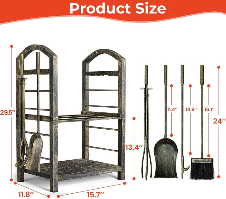 Amagabeli Kamin Kaminholz Holzregal mit Werkzeugsets Indoor Holzhalter Kamin Outdoor Holzhalter Rack
