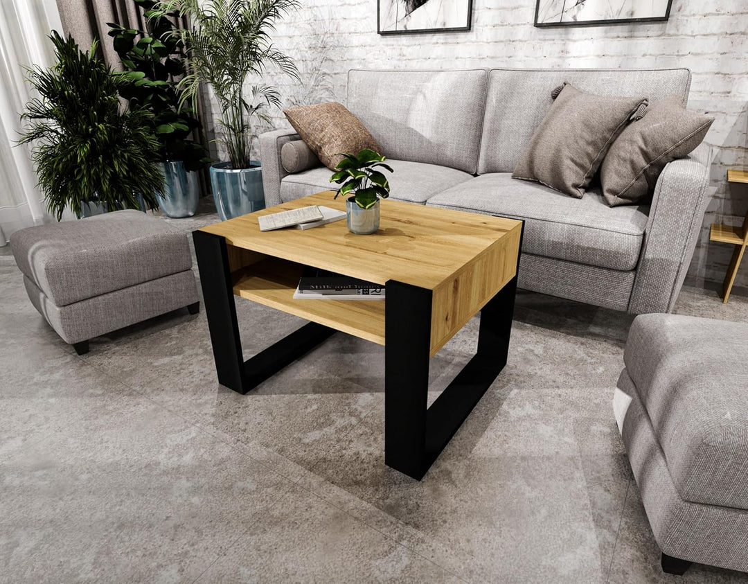 Couchtisch 65×53.6 cm – Wohnzimmertisch aus Holzwerkstoff, Stabiler & moderner Kaffeetisch mit zusät