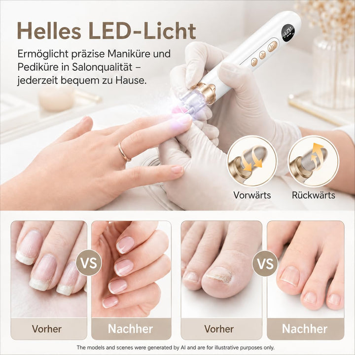 Nagelfräser Kabellose Elektrische Nagelfeile, Maniküre Pediküre Set 5 Elektrisch, Professionell Elek
