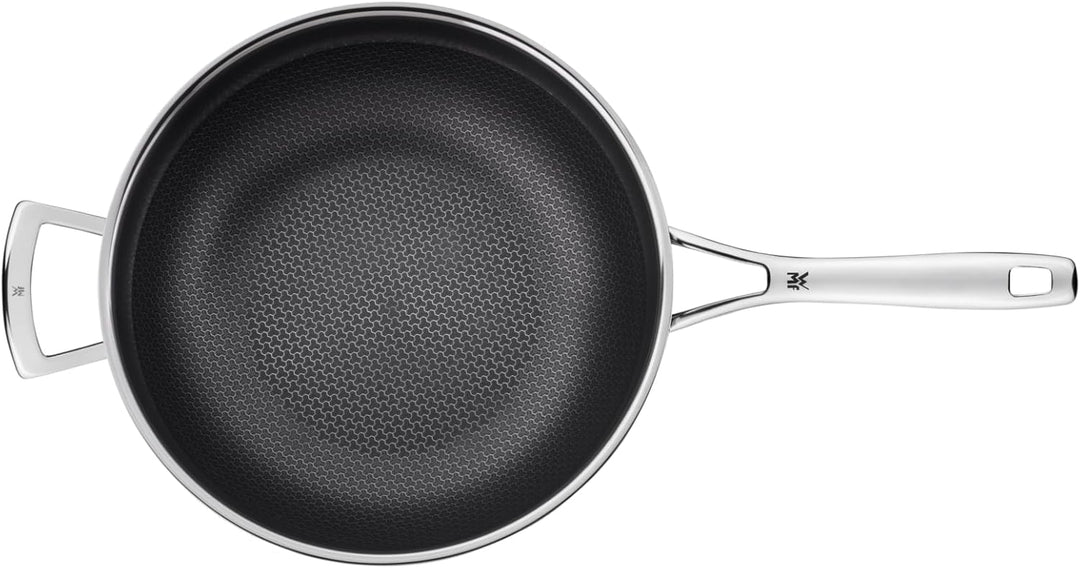WMF Set 2-teilig Profi Resist Wokpfanne 28 cm, Wokpfanne Induktion, Mehrschichtmaterial vollbeschich