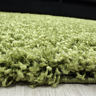 HomebyHome Teppich Wohnzimmer Shaggy Hochflor Grün Rechteckig 300x400 cm Einfarbig Design - Flauschi