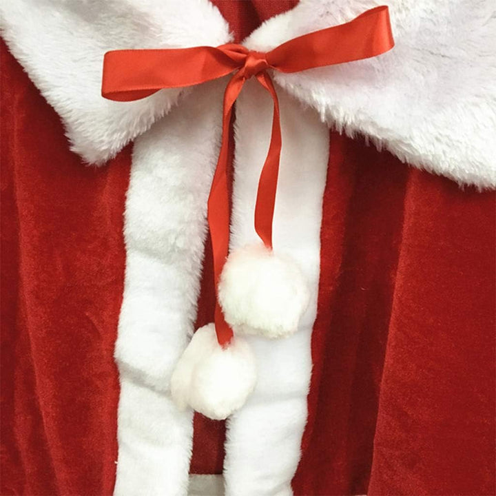 DAKIFENEY Weihnachtsumhang für Damen und Mädchen, dicker Samt, warm, rot, kurzer Weihnachtsmantel, f