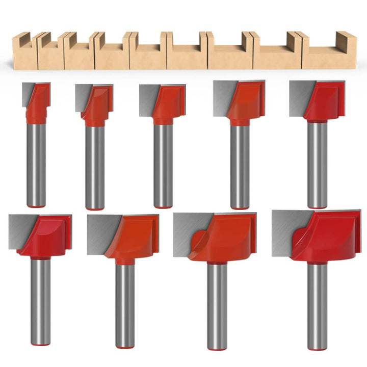 ASNOMY 8mm Schaft Bodenreinigung Fräser Set, 9 Stück Fräser Schaftfräser Schlitzfräser Set, zweischn