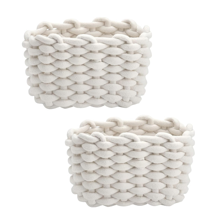 2 Stück Burr Basket 20 x 15 x 12 cm Häkelkorb Quadrat Aufbewahrungskorb Klein Organizer Korb Aufbewa