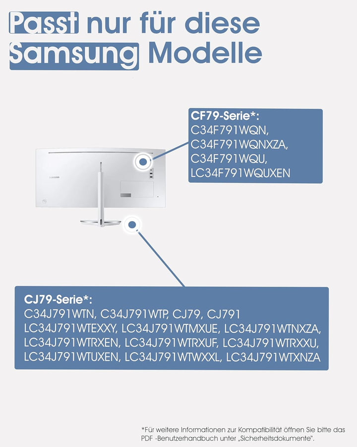 3IDEE VESA Adapter für Samsung Curved QLED Monitor CJ79, CF79 (C34J791, LC34J791, C34F791 und mehr)