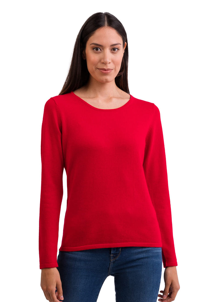 100% Kaschmir Damen Pullover | Sweater Rundhalsausschnitt 2-fädig S Rot, S Rot