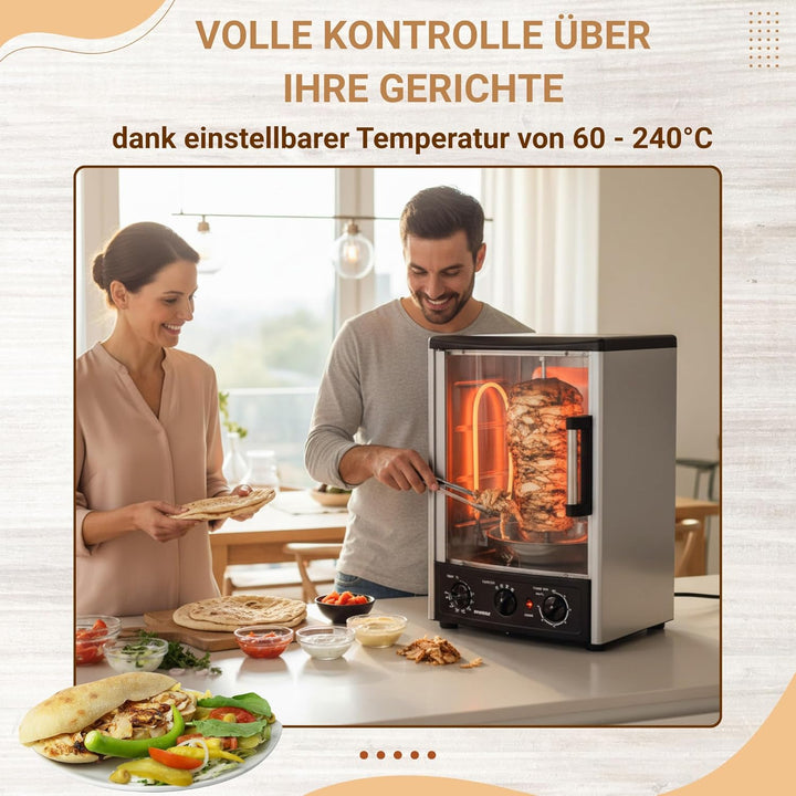 Syntrox Germany Backofen + Dönergrill Lugo 2 in 1, Heizofen, Gyrosgrill, Hähnchengrill, Drehspiess (