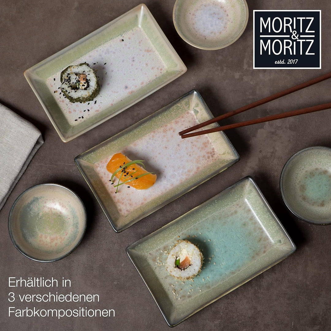 Moritz & Moritz 4-tlg. Sushi Geschirr Set für 2 Personen - Sushi Servierset mit 2x Sushi-Teller und