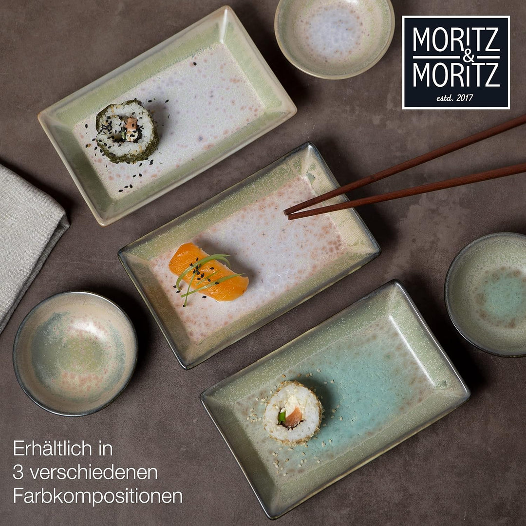 Moritz &amp; Moritz 4-tlg. Sushi Geschirr Set für 2 Personen - Sushi Servierset mit 2x Sushi-Teller und