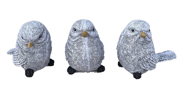 Stone and Style Steinfigur 3er Set Vögel mittel Steinguss frostfest wetterfest