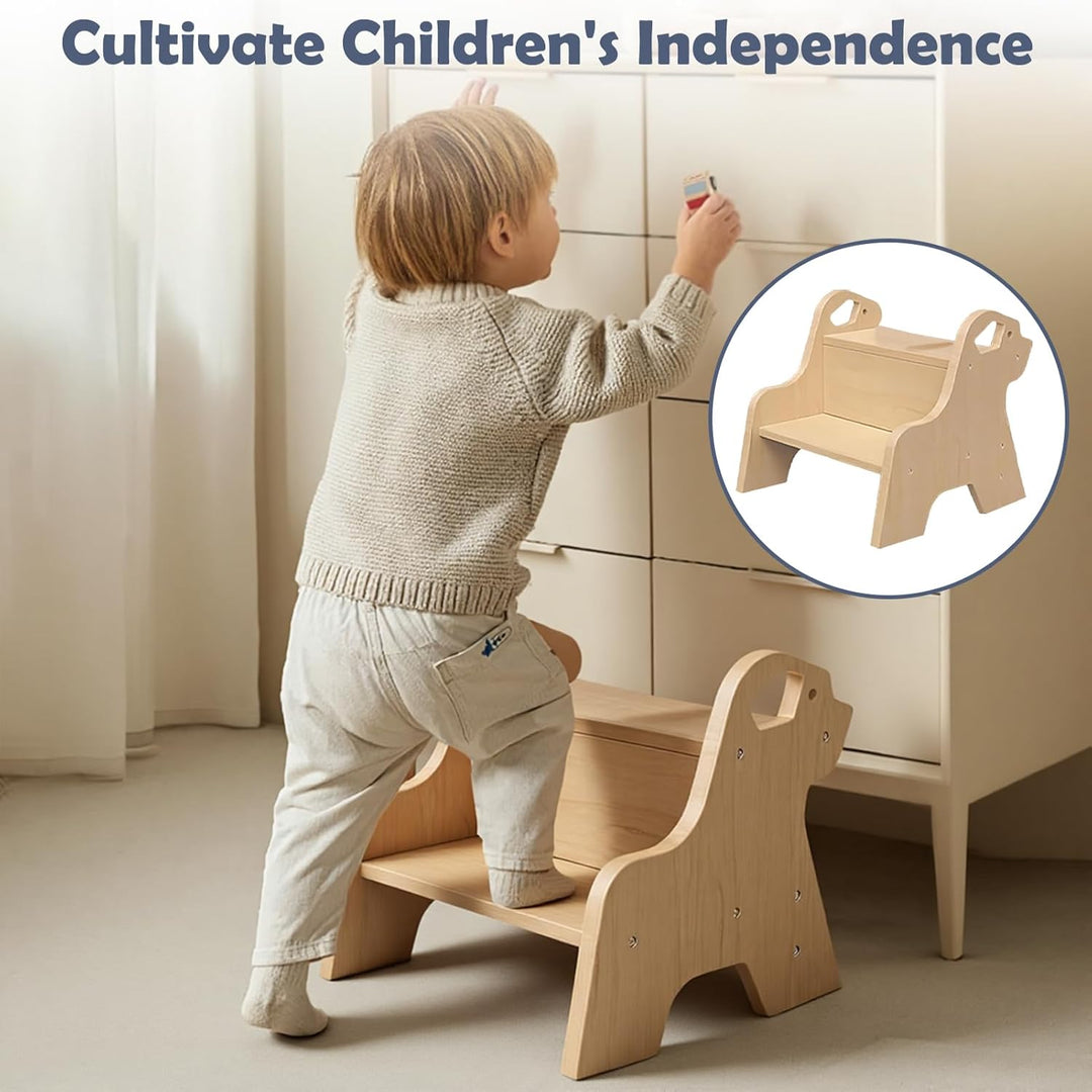 Tritthocker für Kinder - 2-Stufig Hocker Kinderschemel, mit Antirutschmatte und Griff, Multifunktion