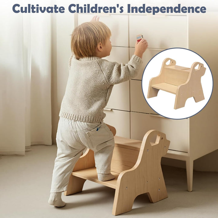 Tritthocker für Kinder - 2-Stufig Hocker Kinderschemel, mit Antirutschmatte und Griff, Multifunktion