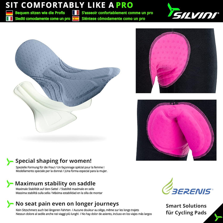 SILVINI RAPONE PAD Fahrradhose Damen lang gepolstert Thermo Radhose Damen lang Radlerhose Damen lang