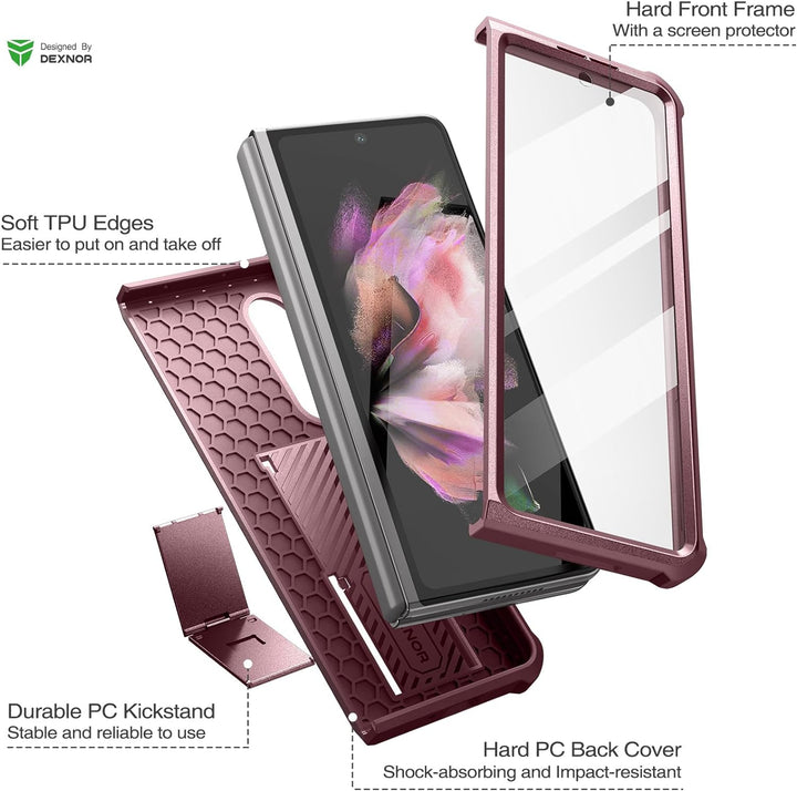 Dexnor für Samsung Galaxy Z Fold 4 5G Hülle, Full-Body Dual Layer Rugged Fall mit eingebautem Displa