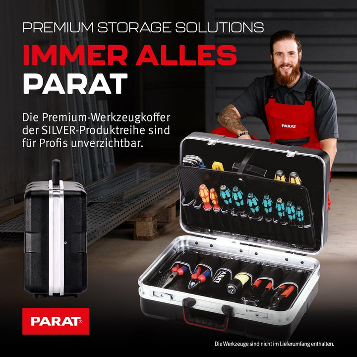 PARAT SILVER Beginner Werkzeugkoffer | Werkzeugkoffer leer | Robuster Werkzeugkasten & Toolbox aus A