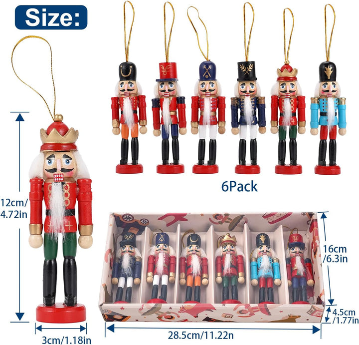 COMBIUBIU 6PCS Nussknacker Figuren Holz Nussknacker Soldaten,Traditionelle Weihnachten Nussknacker F