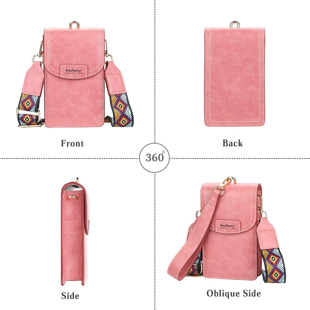 PORRASSO Handy Umhängetasche Damen Mode Handytasche PU Schultertasche Mädchen Geldbörse Crossbody Ba