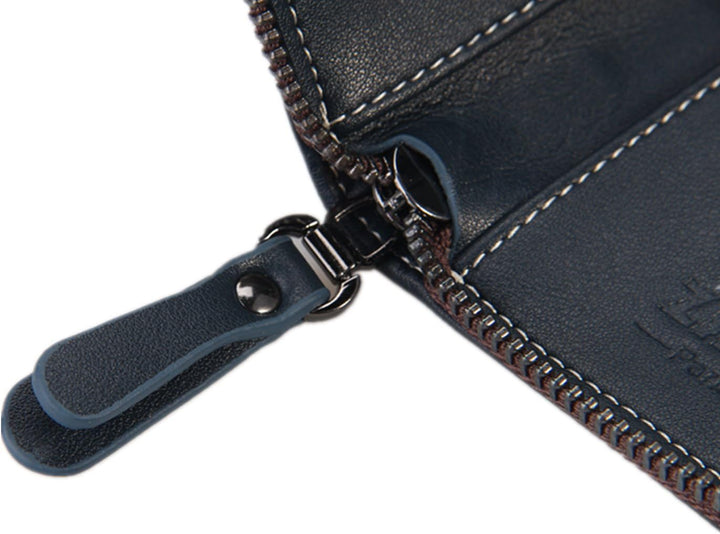 ZAPP - Schlüsseletui aus echtem Leder, 6 Schlüssel Haken, und Separates Reissverschlussfach