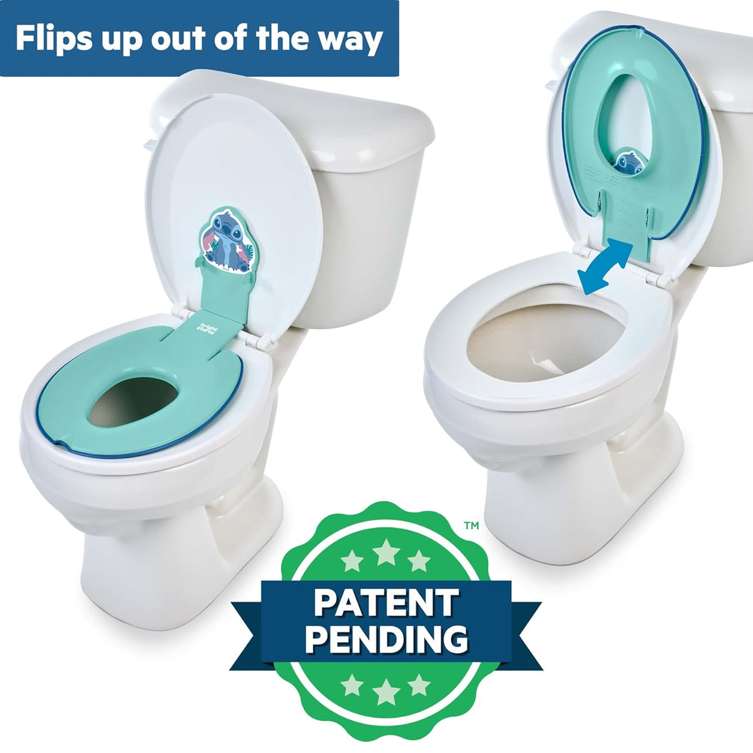 Bright Starts, Disney Baby Stitch Flip & Sit Töpfchensitz, Sicherer Toilettenaufsatz mit Rutschfeste