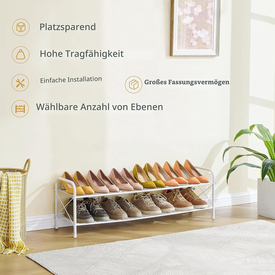 Hoctieon Schuhregal im Netz-Stil mit 2 Ebenen, Schuhregal für den Eingangsbereich, Schuhaufbewahrung