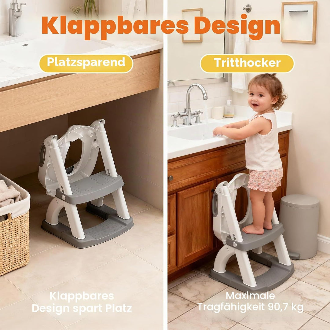 Toilettensitz Kinder mit Treppe, Upgraded WC Aufsatz für Kinder für Jungen und Mädchen, 2-in-1 Toile