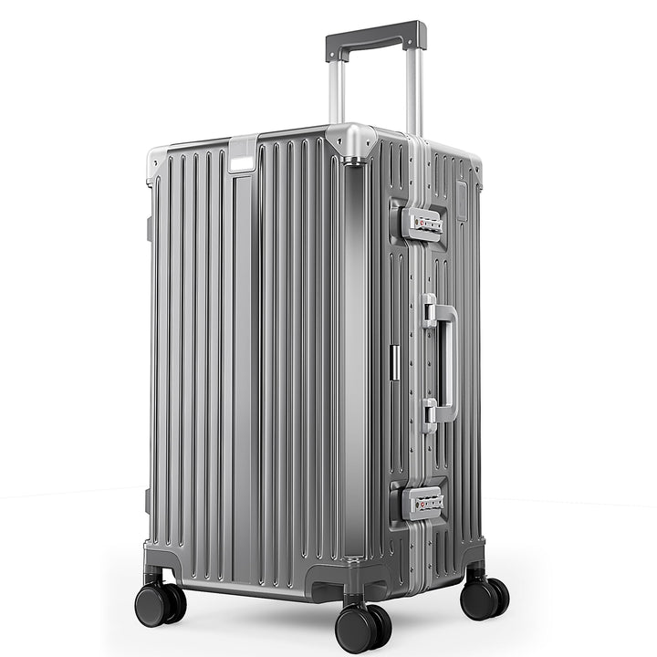 ALPHA CAMP Koffer L Aluminium Rahmen & Polycarbonat Hartschale mit TSA Schloss 360°Doppelrollen Reis