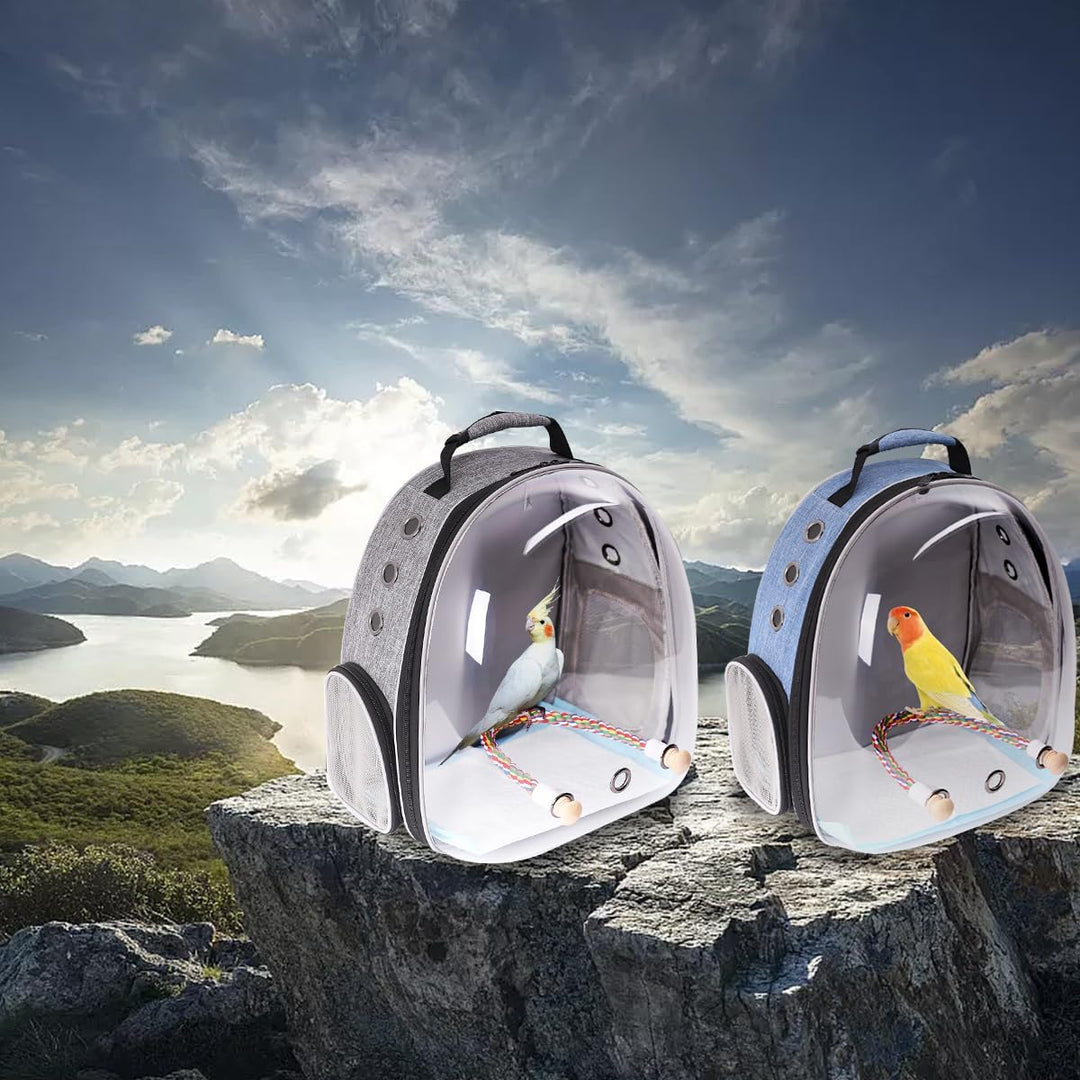 Interfashioner® Bird Carrier Rucksack, Bubble Bird Travel Carrier Backpack with Absorbent Pad and St