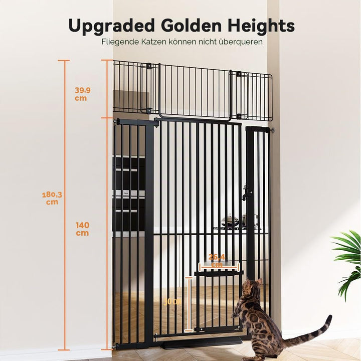 COMOMY 180 cm Extra Hoch Türgitter Katze/Hund, 75-103 cm Extra Breit Türschutzgitter mit Verstellbar