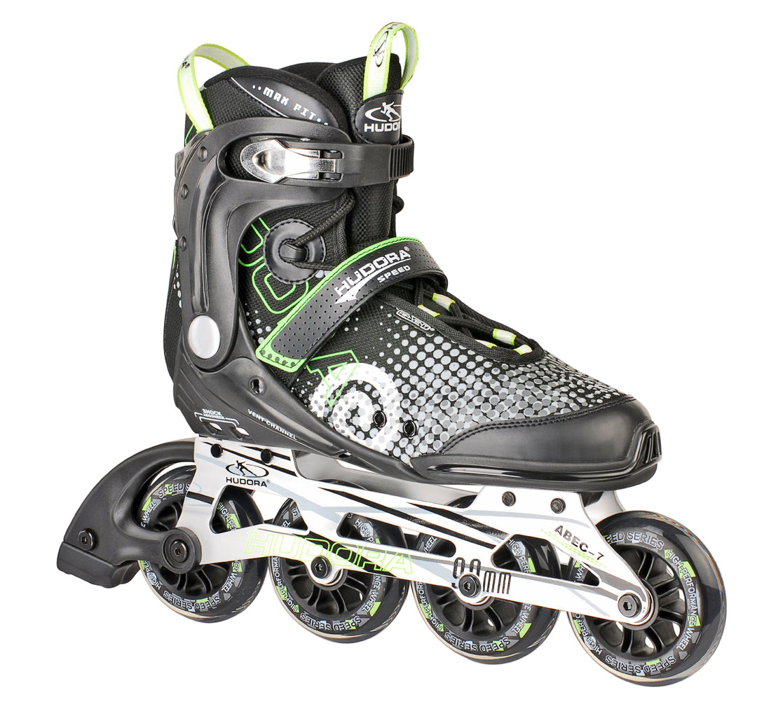 HUDORA Inliner Inline-Skates RX-90, Gr. 36-46 für Jugendliche und Erwachsene, schwarz/grün 36 Schwar