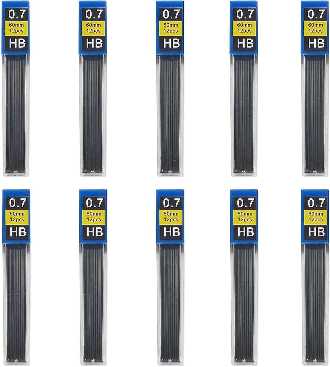 120 Bleistiftminen 0,7 mm Bruchsichere, Hochwertige Harzmine, 10 Sets mit je 12 Minen, Kunststoff-Au