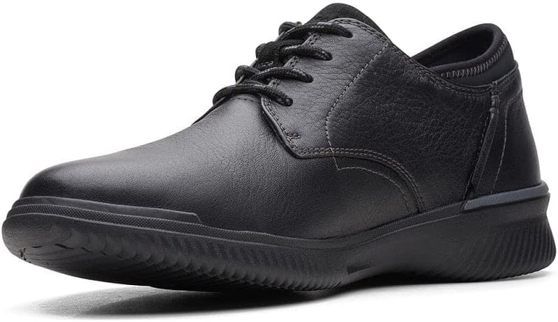 Clarks Herren Donaway Plain Sneaker 39.5 EU Weit Black Leather, 39.5 EU Weit Black Leather