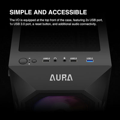 GAMDIAS Aura GC1 Elite ARGB ATX Gaming Midi-Tower PC-Gehäuse, 4 x 120 ARGB-Lüfter, High Airflow Mesh