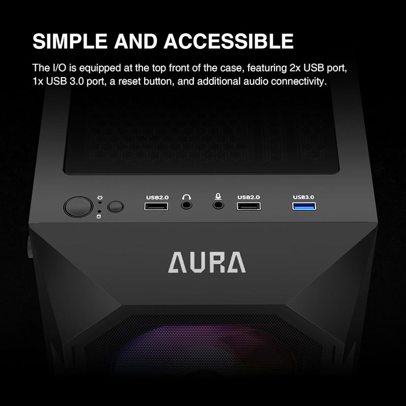 GAMDIAS Aura GC1 Elite ARGB ATX Gaming Midi-Tower PC-Gehäuse, 4 x 120 ARGB-Lüfter, High Airflow Mesh