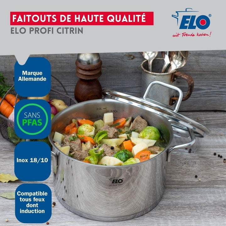 ELO 9507050 Kochgeschirr-Set, 5-teilig, 2 Bratpfannen 24 und 32 cm und 3 Kochtöpfe 16, 20 und 26 cm