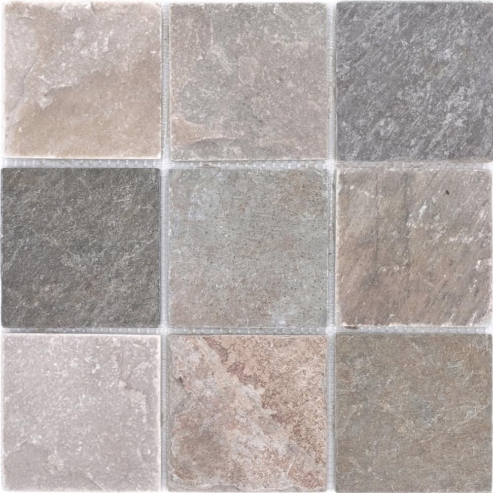 Mosaik Brick Quarzit beige/grau Quarzit Naturstein Küche, Mosaikstein Format: 100x100x10 mm, Bogengr