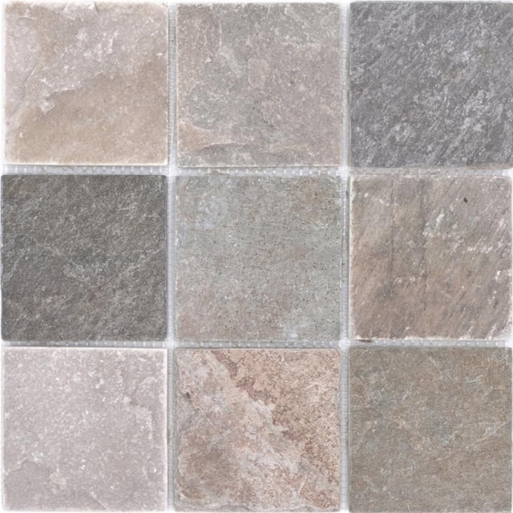 Mosaik Brick Quarzit beige/grau Quarzit Naturstein Küche, Mosaikstein Format: 100x100x10 mm, Bogengr